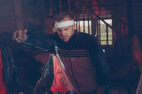 Guy in the nineties dancing Stock Photos