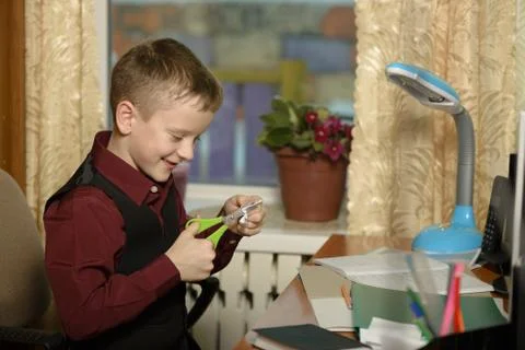 The guy at the office uses computer technology Stock Photos