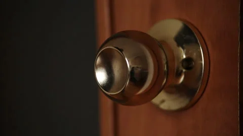 Guy opens the wooden door Stock Footage 48999642