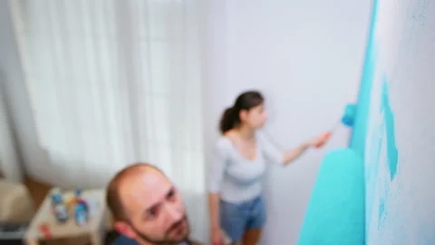 Guy painting wall Stock Footage 133566841