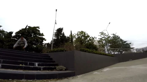 Guy performs tricks on a skateboard Video stock 93728507