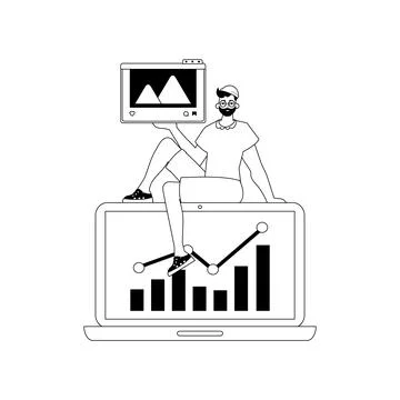 Guy , photograph and issue graph . social network settle . bootleg and whit.. Stock Illustration