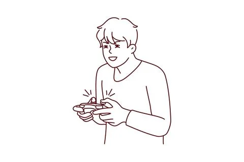 Guy play computer game Stock Illustration