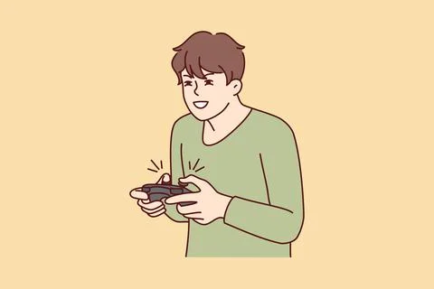 Guy play computer game Stock Illustration