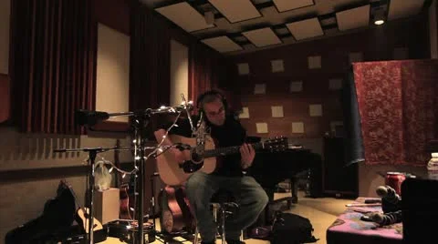 Guy playing guitar Recording Studio  06 Stock Footage 8847224