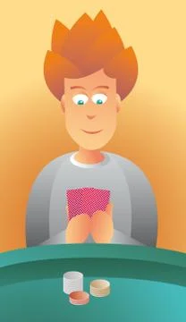 Guy playing poker Stock Illustration