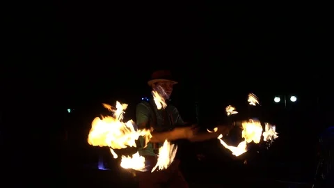 Guy plays with fire Stock Footage 95999851