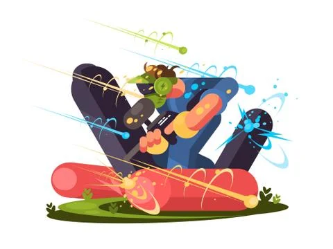 Guy plays paintball Stock Illustration