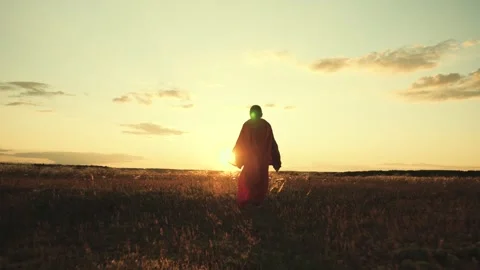 Guy plays superhero park sunset. happy boy son plays superhero. child teenager Stock Footage 240578808