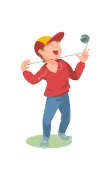 Guy plays yo yo cartoon vector illustration Stock Illustration