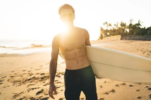 Guy posing at summer beach Stock Photos