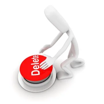 Guy pressing a big delete button Stock Illustration