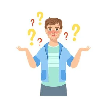 Guy With Problematic Skin Looking For  Treatment Cosmetics Solution  Dermatology Stock Illustration