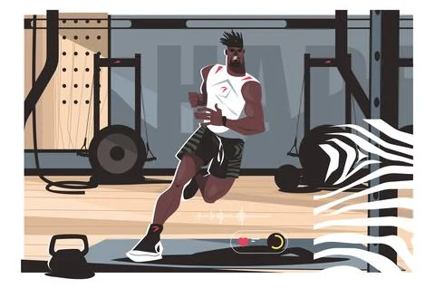 Guy in process of intense workout for whole body Stock Illustration