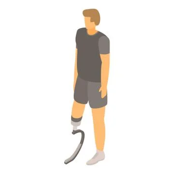 Guy prosthetic leg icon, isometric style Stock Illustration