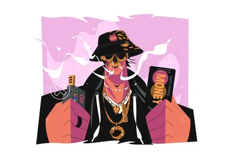 Guy punk with tattoo Stock Illustration