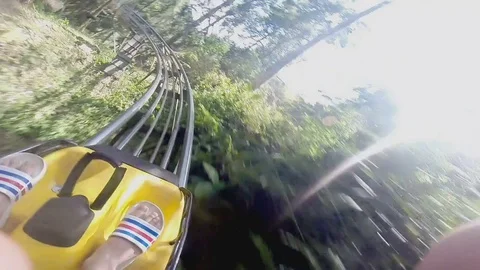 Guy quickly rides a roller coaster Stock Footage 80535384