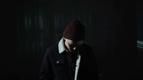 Guy raises his head and makes a sad face Stock Footage 80515654