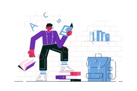 Guy reading book Illustrazione stock