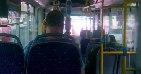 Guy Reading Newspaper Calmly  In the Bus , News concept , 4k , Stock Footage 146931615