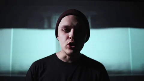 Guy reads a rap and laughs Stock Footage 80516249