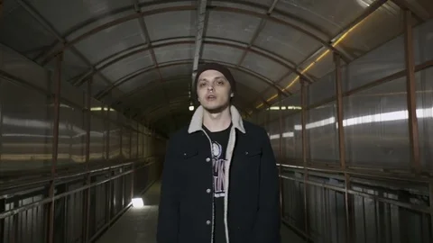 Guy reads rap and moves aside Stock Footage 80466039