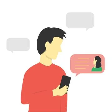 Guy received a message on his smartphone Stock Illustration