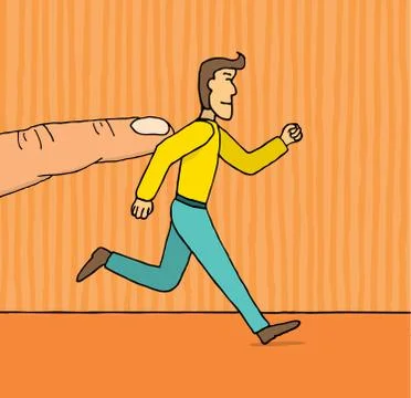 Guy receiving a little push Stock Illustration