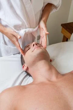 Guy receiving massage 스톡 사진