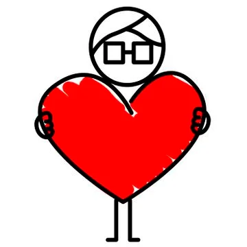 Guy with a red heart Stock Illustration