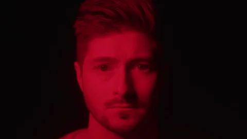 Guy With Red Lights On Face Stock Footage 270309651