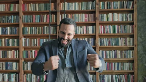 Guy Rejoices. Everything Is Great. Vídeos de archivo 140222629
