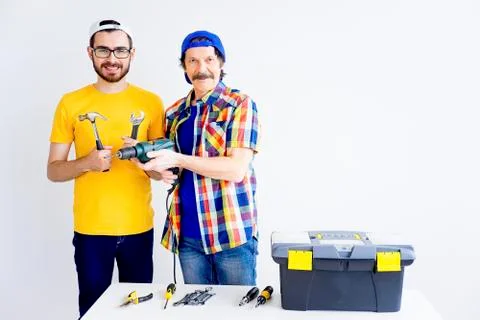 Guy with repair rools Stock Photos