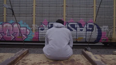 Guy Rest In Sweatsuit On Train Car Stock-Footage 270325912