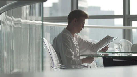 Guy resting on vacation spa Stock Footage 127181601