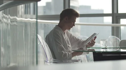 Guy resting on vacation spa Stock Footage 127181656