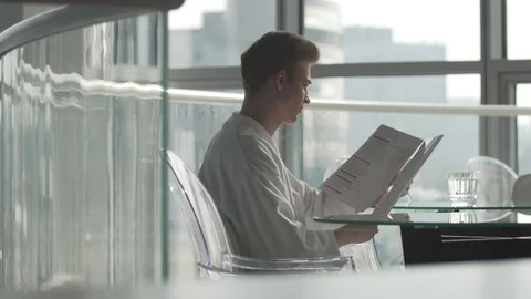 Guy resting on vacation spa Stock Footage 127181661