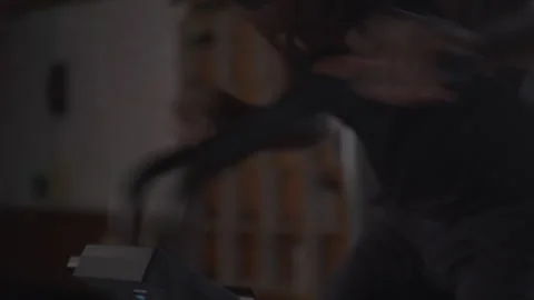 Guy Rides Fast On Exercise Bike Stock Footage 270323447