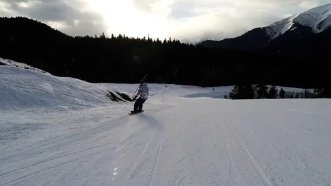 The guy rides on a snowboard Stock Footage 89003268