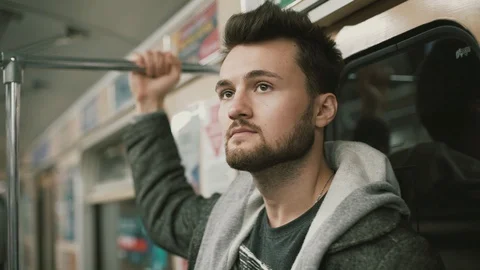 The guy rides the train2 Stockbeeldmateriaal 128919433