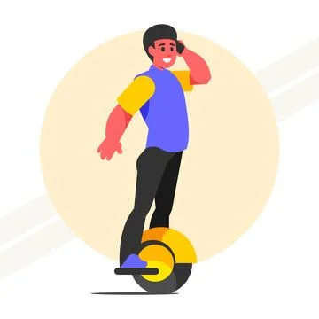 Guy-riding-a-scooter Stock Illustration
