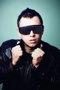 Guy in rock style Stock Photos