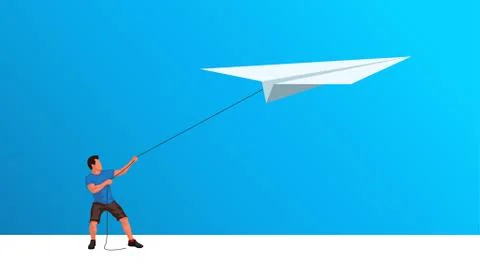 Guy with rope airplane Stock Illustration
