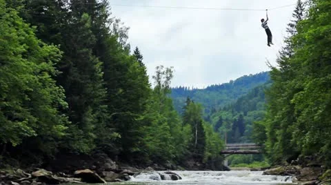 Guy On Rope Slowly Moves Stock Footage 11882103