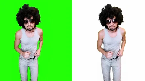 Guy running on camera on green background 스톡 동영상 295158958