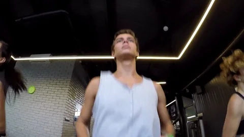 Guy Running on a Treadmill Stock Footage 85155358