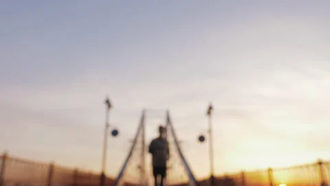 The guy is running. The young man runs on the street. Sports, running, healthy Stock Footage 195081197