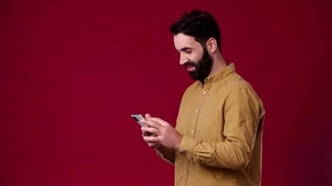 The guy is scrolling the feed and is pleasantly surprised, Stock Footage 165620775