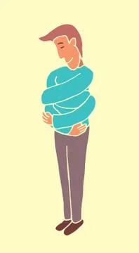 Guy self hugging Stock Illustration
