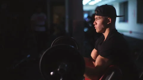 The guy shakes biceps Stock Footage 62213164